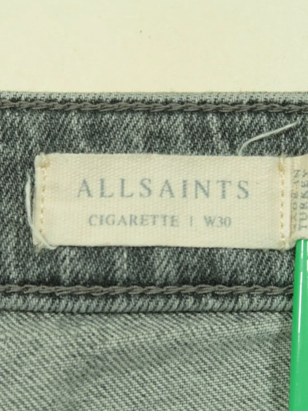 All Saints Cigarette Damaged Jeans Mens 30 Gray Skinny Taper